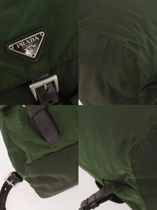 PRADA Backpack Nylon Khaki Silver Auth ARZ774 main image 6